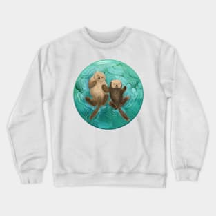 Otters holding hands - mommy and baby Crewneck Sweatshirt